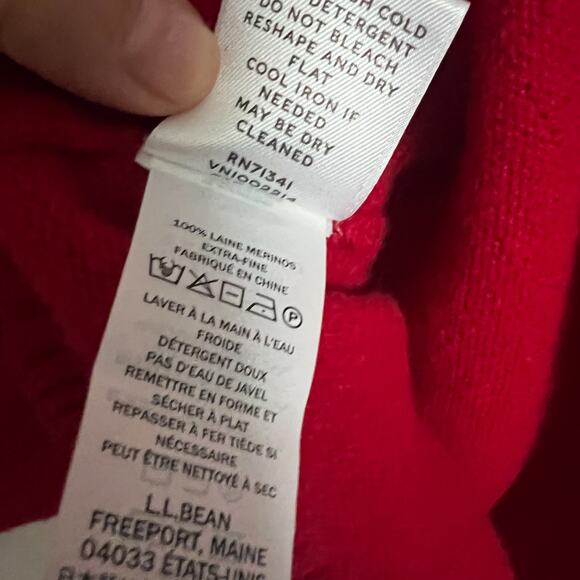 NWT LL Bean Signature Sweater Womens XL Merino Wool Red Crewneck Long Sleeve - Picture 5 of 6
